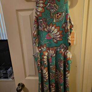 Teal Floral Halter Maxi Dress with Vibrant Print